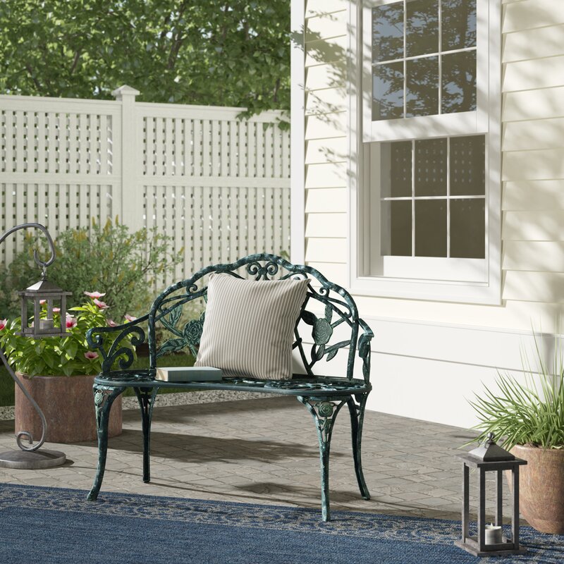 Lark Manor Larue Rose Iron Garden Bench BestFurnitureSet